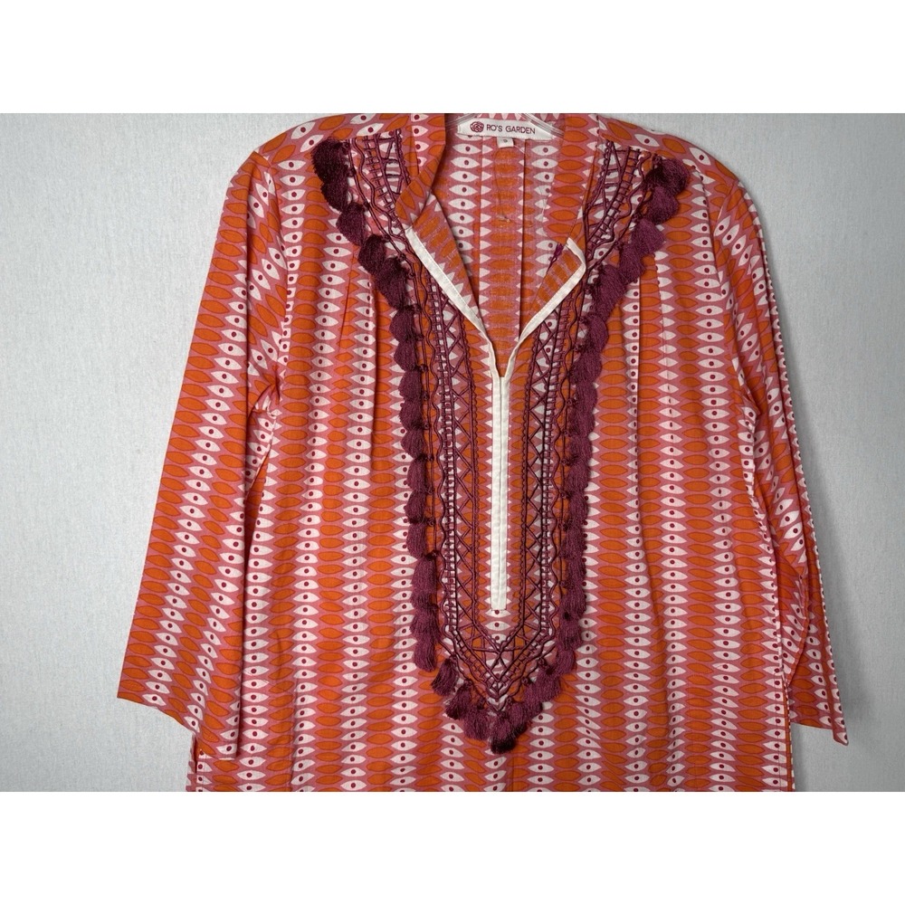 RO'S GARDEN Alessandra Maxi Caftan Colorful Tassels Anthropologie Size Small New - Picture 5 of 14